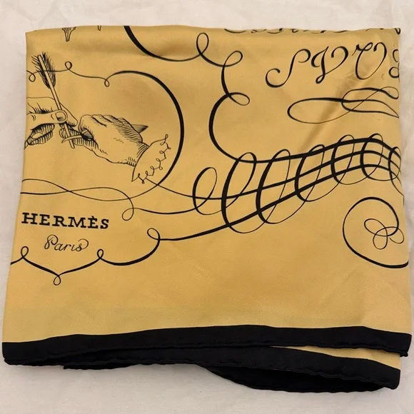 Hermès Artistic Yellow and Black Scarf - Picture 1 of 4